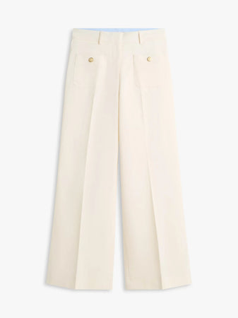 Pantalone donna Tommy Hilfiger chino ampio bianco con bottoni dorati WW0WW49002AEF