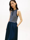 Tommy Hilfiger abito lungo donna in cotone smanicato con bottoni dorati