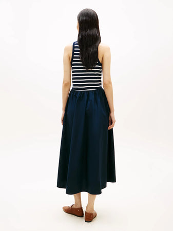 Tommy Hilfiger abito lungo donna in cotone smanicato con bottoni dorati