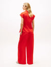 Blusa donna Tommy Hilfiger scaldacuore in lino senza maniche rossa WW0WW49632SNE