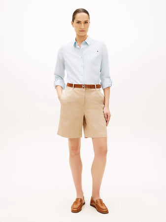 Shorts donna Tommy Hilfiger chino regular fit beige washed WW0WW49648AEG