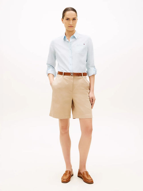 Shorts donna Tommy Hilfiger chino regular fit beige washed WW0WW49648AEG