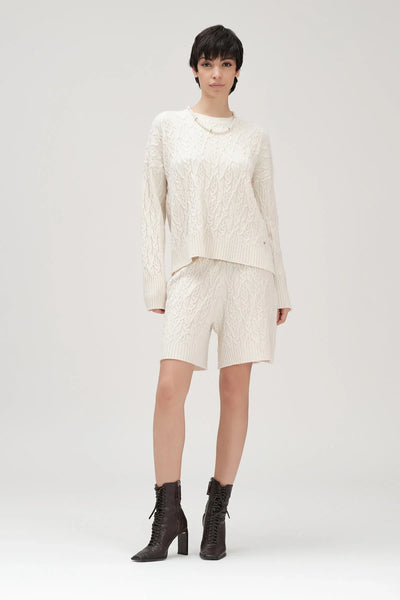 Shorts in maglia lavor: trecce