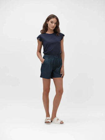 T-Shirt Smanicata Con Bottoni Oro