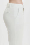 Pantaloni donna White Wise bianchi a zampa in rasatello elasticizzato