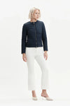 Pantaloni donna White Wise bianchi a zampa in rasatello elasticizzato