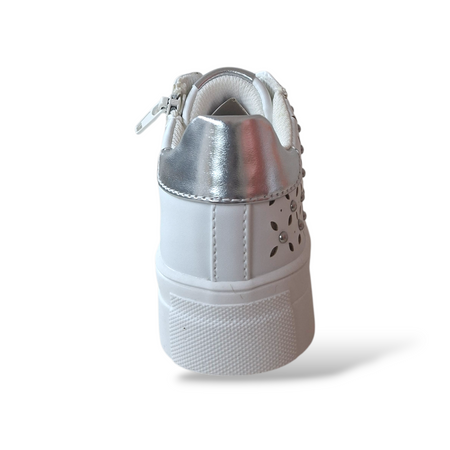 Ferrè FB-413 Sneakers Cerimonia Bambina Bianche Argento – Zip Laterale | Taglie 31-40