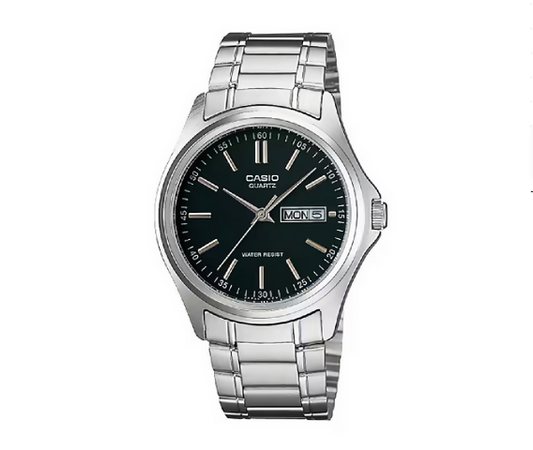 Orologio Casio per uomo Serie MTP-1239, sfondo quadrante argento, blu e nero in acciaio, con segna data