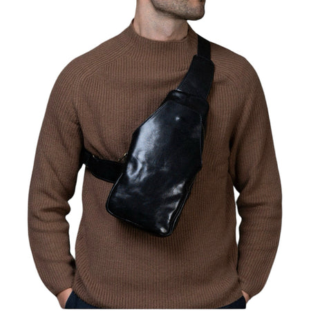 Modarno Borsa Uomo in vera pelle Marsupio Monospalla Jump