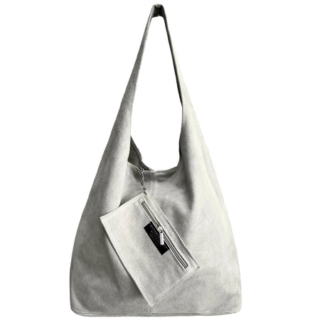 Modarno Borsa a tracolla da donna in pelle scamosciata pochette, borsa a tracolla, shopper, da donna, in vera pelle