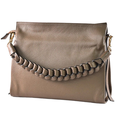 Modarno Borsa donna a tracolla/mano con manico intrecciato 31x13x24 cm