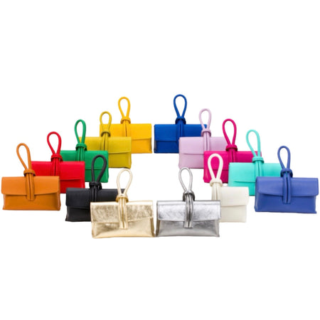 Modarno Borsetta Pochetta Gancio ad Anello in vera pelle 24x7x13 cm
