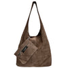 Modarno Borsa a tracolla da donna in pelle scamosciata pochette, borsa a tracolla, shopper, da donna, in vera pelle