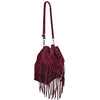 Modarno Borsa in pelle scamosciata con frangie 26x13x26 cm
