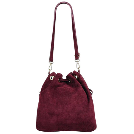 Modarno Borsa in pelle scamosciata con frangie 26x13x26 cm