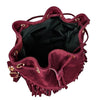 Modarno Borsa in pelle scamosciata con frangie 26x13x26 cm