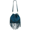 Modarno Borsa in pelle scamosciata con frangie 26x13x26 cm