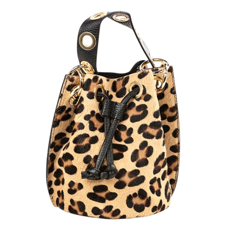 Modarno Borsetta a secchiello con dettagli circolari Cavallino 17x16x20cm