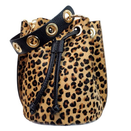 Modarno Borsetta a secchiello con dettagli circolari Cavallino 17x16x20cm