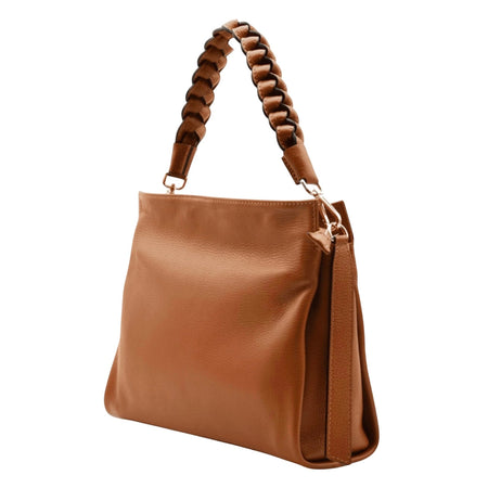Modarno Borsa donna a tracolla/mano con manico intrecciato 31x13x24 cm