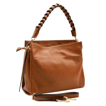 Modarno Borsa donna a tracolla/mano con manico intrecciato 31x13x24 cm