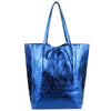 Modarno Shopper Bag a spalla in pelle Metallizzata con doppio manico e tasca interna in pelle Metallizzata