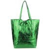 Modarno Shopper Bag a spalla in pelle Metallizzata con doppio manico e tasca interna in pelle Metallizzata