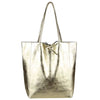 Modarno Shopper Bag a spalla in pelle Metallizzata con doppio manico e tasca interna in pelle Metallizzata