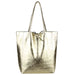 Modarno Shopper Bag a spalla in pelle Metallizzata con doppio manico e tasca interna in pelle Metallizzata