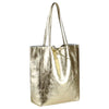 Modarno Shopper Bag a spalla in pelle Metallizzata con doppio manico e tasca interna in pelle Metallizzata