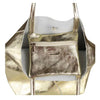 Modarno Shopper Bag a spalla in pelle Metallizzata con doppio manico e tasca interna in pelle Metallizzata