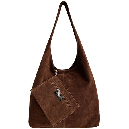 Modarno Borsa a tracolla da donna in pelle scamosciata pochette, borsa a tracolla, shopper, da donna, in vera pelle