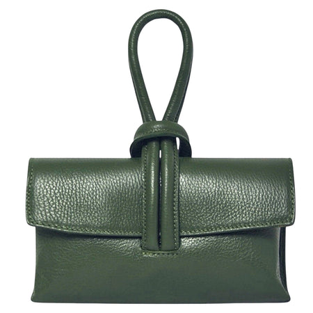 Modarno Borsetta Pochetta Gancio ad Anello in vera pelle 24x7x13 cm