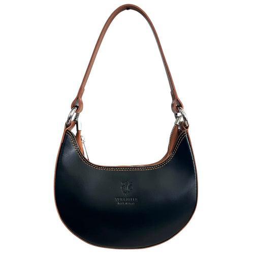 Modarno Borsetta Donna a mano con manico removibile in Vera Pelle di Vacchetta 21x5x12 cm