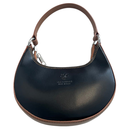 Modarno Borsetta Donna a mano con manico removibile in Vera Pelle di Vacchetta 21x5x12 cm