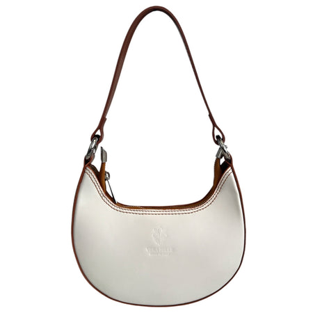 Modarno Borsetta Donna a mano con manico removibile in Vera Pelle di Vacchetta 21x5x12 cm