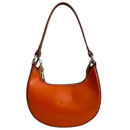 Modarno Borsetta Donna a mano con manico removibile in Vera Pelle di Vacchetta 21x5x12 cm