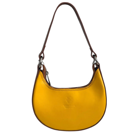 Modarno Borsetta Donna a mano con manico removibile in Vera Pelle di Vacchetta 21x5x12 cm