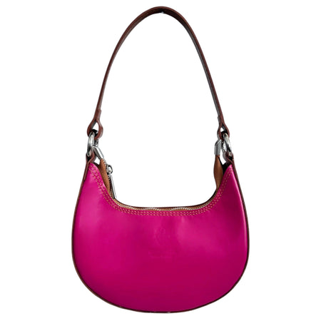 Modarno Borsetta Donna a mano con manico removibile in Vera Pelle di Vacchetta 21x5x12 cm