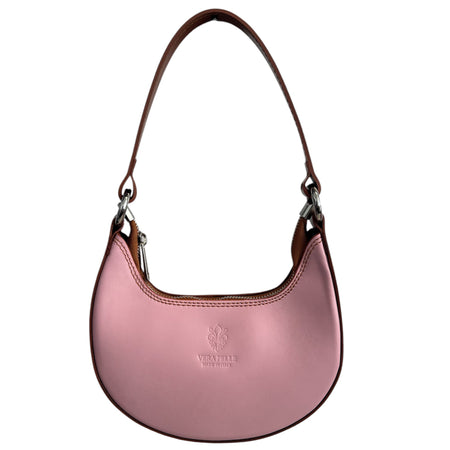 Modarno Borsetta Donna a mano con manico removibile in Vera Pelle di Vacchetta 21x5x12 cm
