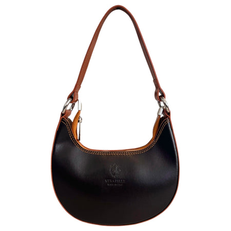 Modarno Borsetta Donna a mano con manico removibile in Vera Pelle di Vacchetta 21x5x12 cm