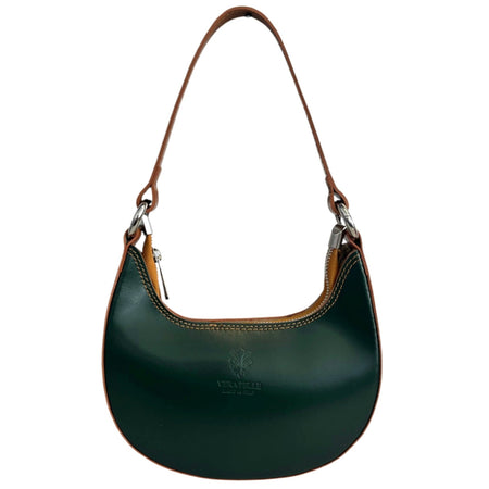 Modarno Borsetta Donna a mano con manico removibile in Vera Pelle di Vacchetta 21x5x12 cm