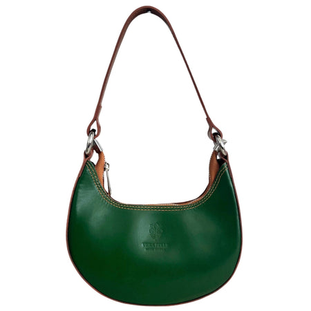 Modarno Borsetta Donna a mano con manico removibile in Vera Pelle di Vacchetta 21x5x12 cm