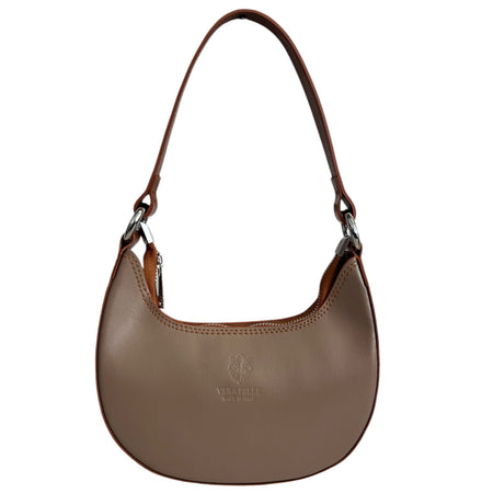 Modarno Borsetta Donna a mano con manico removibile in Vera Pelle di Vacchetta 21x5x12 cm