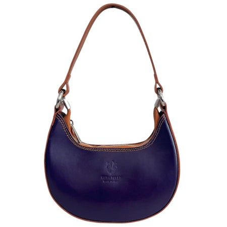 Modarno Borsetta Donna a mano con manico removibile in Vera Pelle di Vacchetta 21x5x12 cm