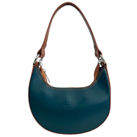 Modarno Borsetta Donna a mano con manico removibile in Vera Pelle di Vacchetta 21x5x12 cm