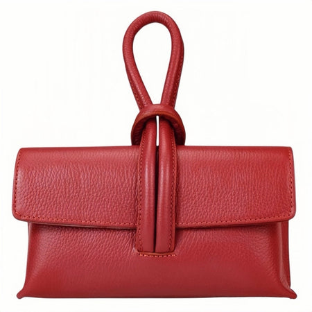 Modarno Borsetta Pochetta Gancio ad Anello in vera pelle 24x7x13 cm