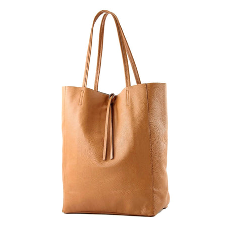 Modarno Shopper Bag a spalla in pelle con doppio manico, Shopper Large con tasca interna in pelle