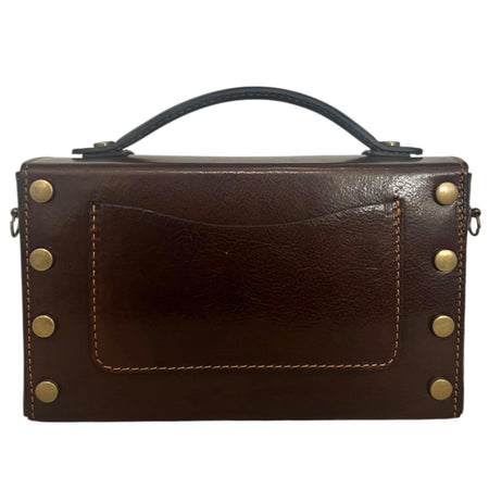 Modarno Borsetta donna a mano e tracolla Rettangolare in vera pelle vacchetta 21x6x13 cm