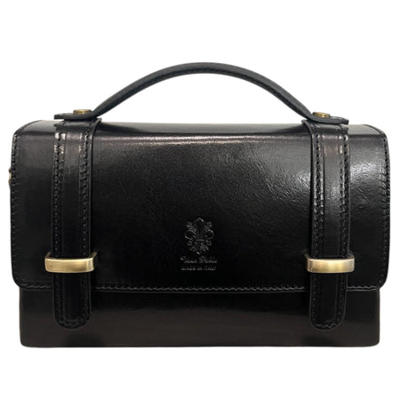 Modarno Borsetta donna a mano e tracolla Rettangolare in vera pelle vacchetta 21x6x13 cm